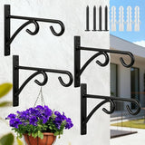 4 Pack Black Vinyl Fence Hooks, 8 Inches Strong Load-Bearing Wall Hanging Plant Bracket Outdoor Indoor, Fence Hangers for Hanging Flower Baskets, Wind Chimes, Bird Feeders, Lanterns & Lights
