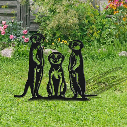 WADORN Charming Meerkat Metal Decorative Garden Stakes, Funny Meerkat Metal Outdoor Statues Meerkat Garden Animal Statue Ornament Gifts Funny Animal Outdoor Decor for Garden Backyard Patio Walkways