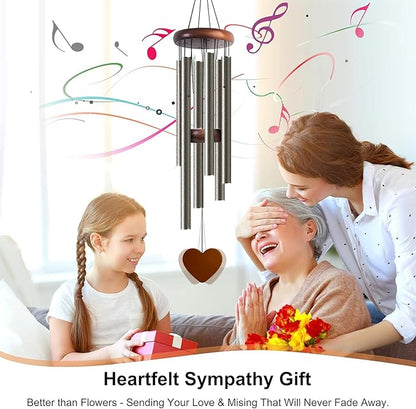 Wind Chimes for Outside, Special Copper Color Wind Chimes, 32" Large Aluminium WindChimes for Outdoor, Garden, Zen, Yard, Patio Decoration, Gift for Mom Women Loved one Neighbors(Heart Shape)