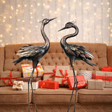 Shorayn Metal Crane Garden Statue, Garden Sculptures & Statues, Bronze Crane Ornaments Yard Art for Backyard Patio Lawn Decorations