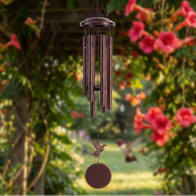 32 Inch Large Outdoor Wind Chimes, Deep Tone Copper Wind Chime for Outside, Soothing Melodic Sound, Decorative Wind Chimes for Garden, Patio, Yard, Memorial & Home Décor