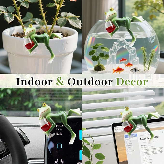 Garden Frog Statues – Funny Outdoor Figurines for Yard, Patio, Lawn, Indoor Decor – Cute Animal Ornaments & Plant Hangers – Birthday for Women (1 Pack)
