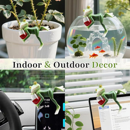 Garden Frog Statues – Funny Outdoor Figurines for Yard, Patio, Lawn, Indoor Decor – Cute Animal Ornaments & Plant Hangers – Birthday for Women (1 Pack)