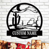 Custom Cactus Metal Sign | Metal Name Signs | Letter Monogram Family Sign | Moon Metal Wall Art | Outdoor Metal Art | Last Name Sign | Personalized Wedding Gift | Housewarming Gifts | Home Decor Sign