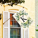 AVOIN colorlife Monogram Letter K Floral House Flag 28x40 Inch Double Sided Outside, Family Last Name Initial Yard Outdoor Decoration