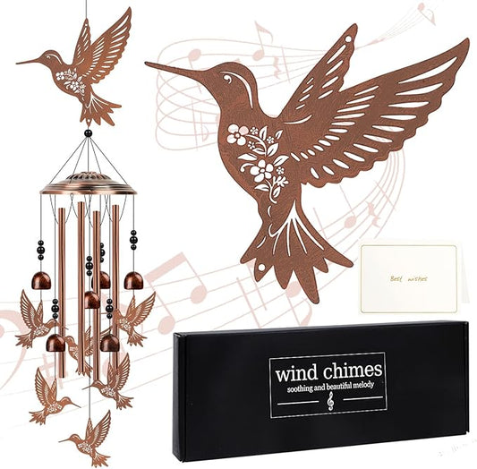 Hummingbird Wind Chimes for Outside - Hummingbird Gifts for Women Men, Memorial Wind Chimes for Outdoor, Garden Patio Yard Decor, Birthday Mother's Day for Mom Grandma