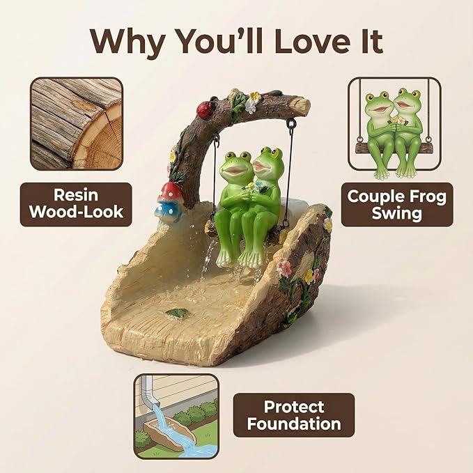 Frogs On The Swing Gutter Guardian Rain Downspout, Animals Outdoor Statue Gutter Downspout Extension Garden Decoration, Downspout Extender Diverter Splash Block for Courtyard and Patio