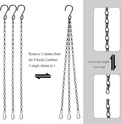 Hotop 8 Pcs Metal Hanging Chains with Ceiling Hooks, Garden Plant Hangers for Hanging Bird Feeders, Billboards, Chalkboards, Basket, Planters, Lanterns, Wind Chimes, Chain Hook DIY(16.38 Inch,Black)