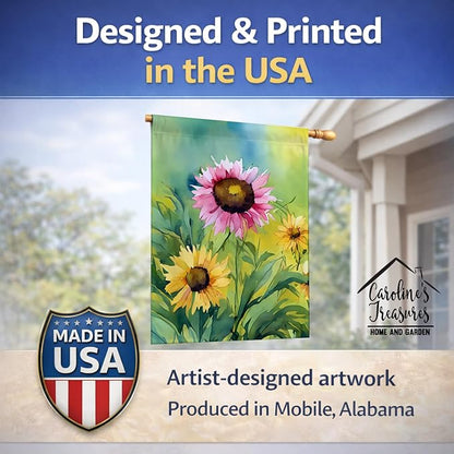 Caroline's Treasures Kentucky Goldenrod in Watercolor House Flag Large Porch Sleeve Pole Decorative Outside Yard Banner Artwork Wall Hanging, Polyester, House Size, Multicolor