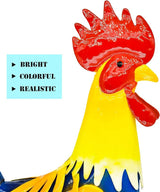 MACLARONX 2 PCS Metal Rooster Yard Art Outdoor Garden Decor Roosters Chicken Statue Decorations for Kitchen Home Lawn Patio, Multicolor