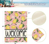 AVOIN colorlife Summer Lemon House Flag 28x40 Inch Double Sided Outside, Pink Welcome Seasonal Yard Outdoor Flag