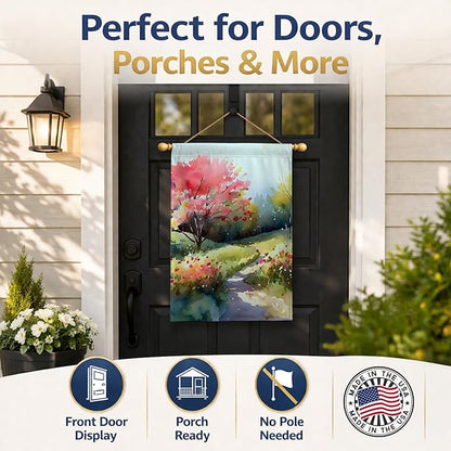 Caroline's Treasures North Carolina Dogwoods in Watercolor House Flag Large Porch Sleeve Pole Decorative Outside Yard Banner Artwork Wall Hanging, Polyester, House Size, Multicolor