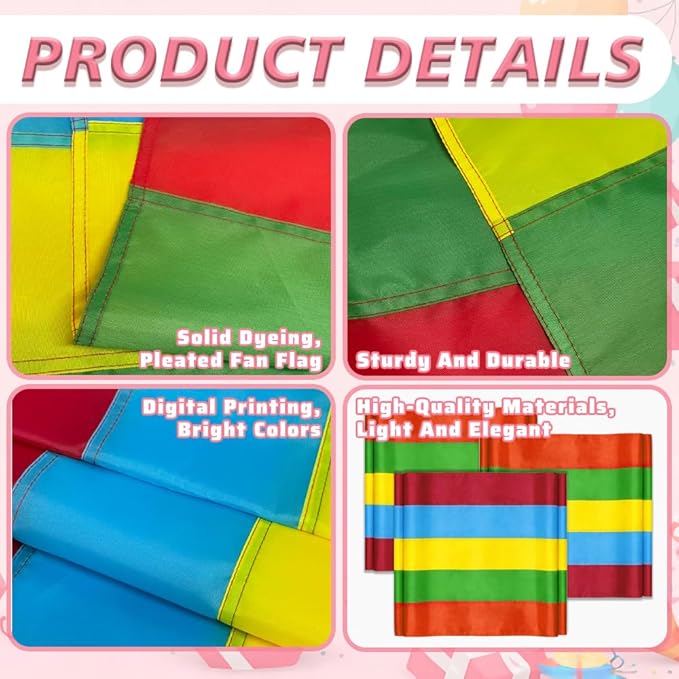 3Pack Colorful Bunting Banner Flags Decoration Birthday Party Bunting 2x20Ft Bright Color Bunting Flag Decor Outside Summer Party Multi-Color Stripes Bunting Decoration Party Garden Porch Classroom & Easter Décor