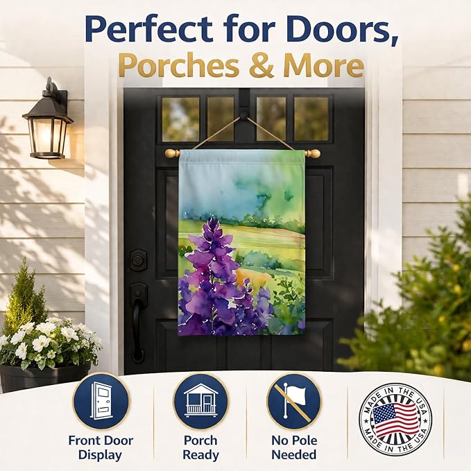 Caroline's Treasures New Jersey Violet in Watercolor House Flag Large Porch Sleeve Pole Decorative Outside Yard Banner Artwork Wall Hanging, Polyester, House Size, Multicolor
