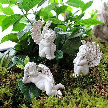 Kisangel Angel Wings Ornaments Resin Garden Sculpture 2.8 Inch Decorative Angel Wing Statue for Outdoor Patio Lawn Decor
