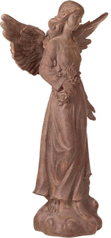 Kensington Hill Large Tall English Tudor Angel Garden Statue Sculpture Catholic Religious Holy Decor Outdoor Garden Front Porch Patio Yard Outside Home House Iron Rust Finish Resin 41 1/2" High