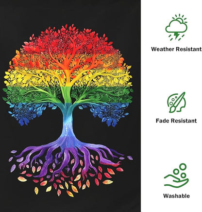 Gay Pride Garden Flag LGBTQ Rainbow Tree Life Yard Banner 12x18 Double Sided for Outside Lawn Seasonal Decorative Small