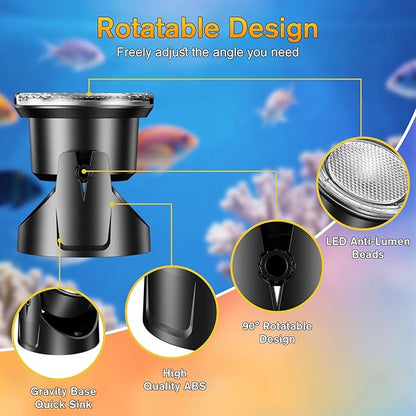 POPOSOAP LED Pond Lights 6-Head, IP68 Waterproof Underwater Lights with 8H Timer Function, 90° Rotatable Design & Gravity Base Fountain Lights for Pond, Fountain, Waterfall, Aquarium, Pool-P64HZ