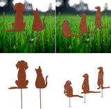 Metal Rusted Animals Garden Stakes Art Statues Backyard Yard Sidewalks Outdoor Backyard Decorations Metal Stake