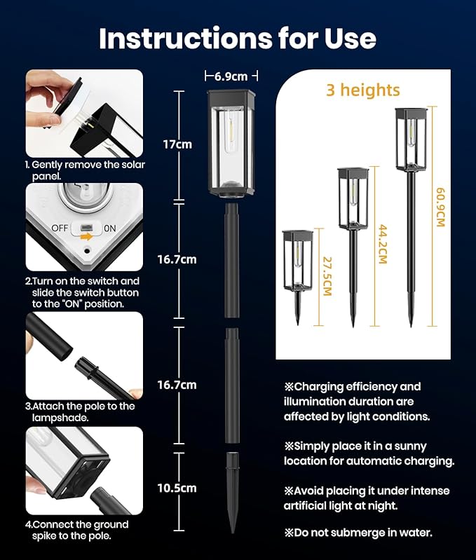 ALFIOT Solar Pathway Lights Outdoor, 4 Pack Bright Solar Lights Outdoor, IP65 Waterproof Solar Garden Lights Solar Powered Landscape Lighting for Yard Patio Walkway Driveway Pathway (Warm White)
