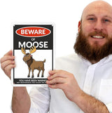 SmartSign Funny Beware Of Moose Warning Sign - 10"x7", 40 mil Laminated Rust-free Aluminum - Metal Signs for Wall Decor, Outdoors, Patio, Gifts, Cafe - Moose Theme, Made in USA