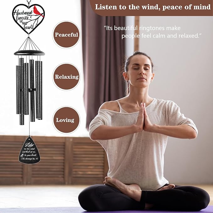 Memorial Gifts for Loss of Husband, 32" Cardinal Memorial Wind Chimes for Loss of Husband, Sympathy Wind Chimes Gifts in Memory of Husband