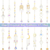 16 pcs Crystal Suncatcher, Colorful Suncatchers Sun Catchers Indoor Window Hanging Ornaments for Home Garden Ceiling Christmas Party Wedding Indoor Outdoor Decoration Prism Rainbow Maker