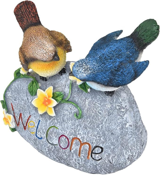 Bird Garden Decor Resin Animal Garden Figurines Welcome Sign Sculptures Statues for Yard Patio Lawn Outdoor Decoration Durable Weather Design