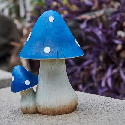 Mushroom Decor Fairy Garden Accessories - Outdoor Garden Decor Mushrooms Ornament for Garden Decoration Garden Gnome's Favorite Mushroom Statues (8" Blue)