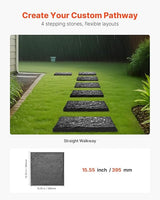 VEVOR Garden Stepping Stones, 4Pcs 15.5 x 15.5 in, Decorative Stepping Stones with Stakes, Weather-Resistant Plastic Pathway Pavers, Smooth Surface, Outdoor Walkway for Lawn Patio Landscape, Grey