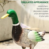 Solar Ducks Outdoor Statue, Hand-Painted Iron Mallard Duck Sculpture, 9.8 x 11.22 Inches Garden Yard Lawn Art Decor for Indoor Outdoor Home Patio Decor Accent