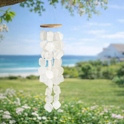 Solange & Frances Beach Decor, Wind Chimes for Outside, Elegant Sea Glass Decor Windchimes, Gifts for A Beach Lover, Natural Gifts, Mother's Day Beach Theme Gift