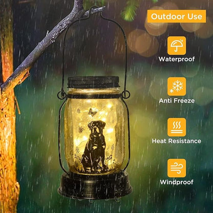 kyoryuger Rottweiler Gifts for Women/Men Rottweiler Solar Lanterns Dog Mom Birthday Dog Lovers Lantern Pet Loss Pet Memorial Lights, Solar Garden Decoration Outside for Yard, Patio,Backyard,Porch