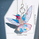 Blue Acrylic Hummingbird Flowers Garden Suncatcher Window Hanging Crystal Prism Rainbow Maker Sun Catcher Ornaments Birthday Christmas Thanksgiving Gifts for Mom Grandma Sister Bird Lovers
