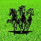 WADORN Herd of Horses Metal Decorative Garden Stakes, Black Horses Outdoor Statues Silhouette Funny Horse Lover Gifts Stakes Ornaments for All Season Home Yard Art Garden Patio Backyard Lawn Decors