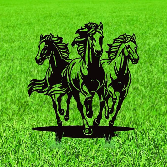 WADORN Herd of Horses Metal Decorative Garden Stakes, Black Horses Outdoor Statues Silhouette Funny Horse Lover Gifts Stakes Ornaments for All Season Home Yard Art Garden Patio Backyard Lawn Decors