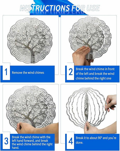 Stainless Steel Wind Spinner for Yard Garden Decoration, Oil Painting Flowers Pattern Round Wind Sculpture Spinner 3D Crafts Hanging Ornaments for Indoor Outdoor, 8 Inch