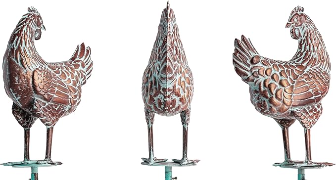 79" Metal Hen Yard Art, 3D Large Kinetic Antique Chicken Wind Sculpture Decorations, Metal Chicken Sculptures & Statues, Garden Chicken Wind Spinner, Outdoor Garden Decor for Patio,Lawn,Farm