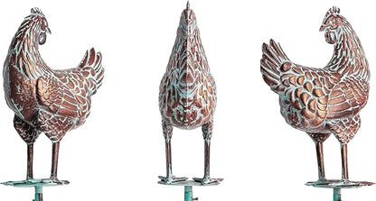 79" Metal Hen Yard Art, 3D Large Kinetic Antique Chicken Wind Sculpture Decorations, Metal Chicken Sculptures & Statues, Garden Chicken Wind Spinner, Outdoor Garden Decor for Patio,Lawn,Farm