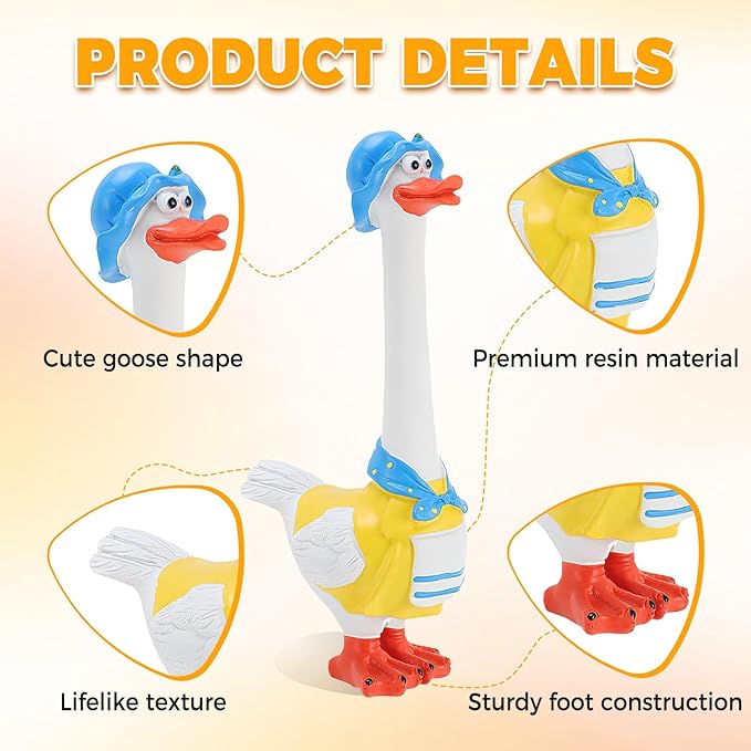 Long Neck Goose Garden Statue,Funny Resin Porch Goose with Humorous Design for Lawn Garden Decor Farmhouse Patio Yard Art,Birthdays Thanksgiving, 7.9 in(B)