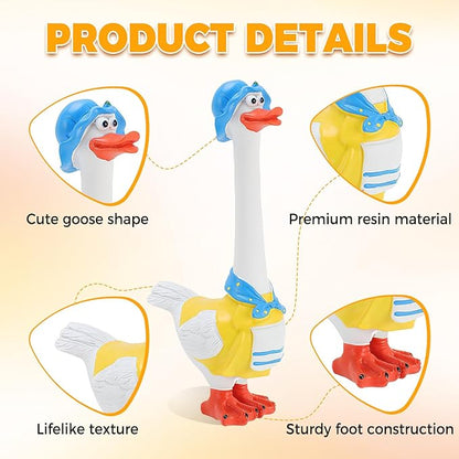 Long Neck Goose Garden Statue,Funny Resin Porch Goose with Humorous Design for Lawn Garden Decor Farmhouse Patio Yard Art,Birthdays Thanksgiving, 7.9 in(B)