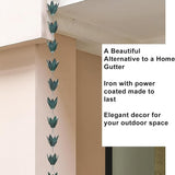 Rain Chains - 8.5 FT Rain Chains for Gutters Downspouts - Outside Leafy Flowers Cups Rain Chain - Antique Blue