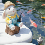Resin Rabbit Statue - Unique Pond Ornaments & Outdoor Garden Decor | Koi & Fish Pond Accessories | Handcrafted, Durable, Perfect for Koi Fish Decor & Pond Decor