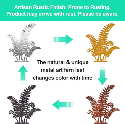 Rustic Metal Fern Leaf Sculpture, Rusty Art Flower Garden Landscape Garden Decor Gift Rustic Yard Ornament Garden Art Yard Art Sculpture Gift