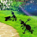 Metal Ants Art Outdoor Gardening Ornaments Yard Metal Art Backyard Lawn Stakes Decor Ants Garden Iron Crafts (B)