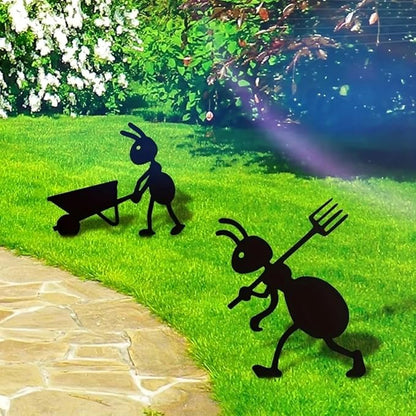 Metal Ants Art Outdoor Gardening Ornaments Yard Metal Art Backyard Lawn Stakes Decor Ants Garden Iron Crafts (B)
