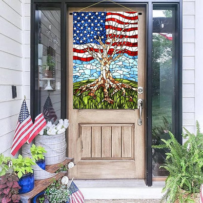 Patriotic American House Flag 28 x 40 Double Sided for Outside Large Stained Glass Tree Life Garden Flags 250 Anniversary USA 4th of July Independence Memorial Day Decora
