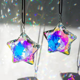 H&D HYALINE & DORA 2 Pack Crystal Sun Catcher Star Prisms 2" AB Colored Hanging Crystals for Window Rainbow Maker Glass Prisms Suncatchers for Home Garden Christmas Decor