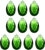 PATIKIL K9 Crystal Pendants Teardrop Beads, 10 Pack 38mm Chandelier Prisms Parts Hanging Beads DIY Lamp for Arts Crafts Decoration, Green
