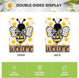 AVOIN colorlife Summer Polka Dot Bee Welcome Garden Flag 12x18 Inch Double Sided Outside, Seasonal Holiday Burlap Yard Outdoor Decoration